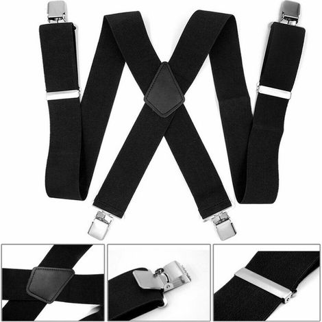 Hosenträger starke 50mm Damen Herren Extra Breit Hosen X-Form mit 4 Clip Krallen (1/5)