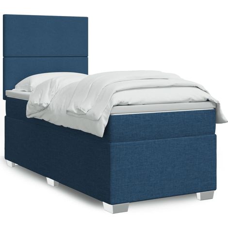 Boxspringbett mit Matratze Blau 90x200 cm Stoff