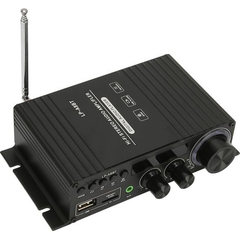 Amplificateur Audio Bluetooth 5.0 Mini Voiture, 2.0 Canaux avec Télécommande et Réglage Basses/Aigus