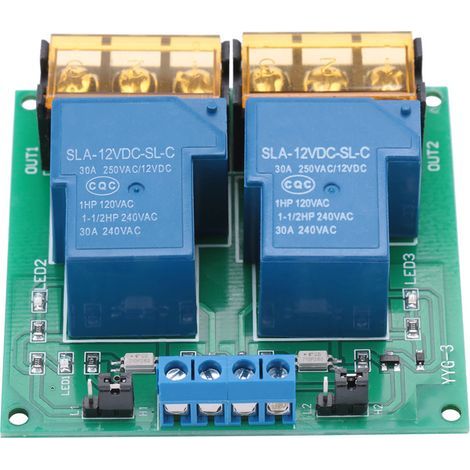 30A YYG-3 DC12V Commutateur de Relais de Module de Relais à 2 Canaux, Module de Relais Bidirectionnel (12 VCC) (1/5)