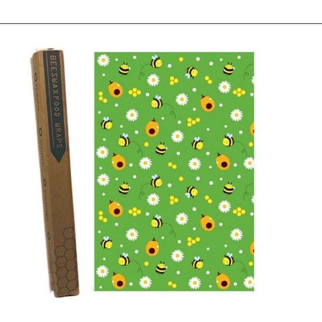 Rollo de tela de cera de abeja natural para alimentos de 100x33 cm con est，envase reutilizable sin plástico，100x33 cm，plástico，natural，verde，tela (1/5)