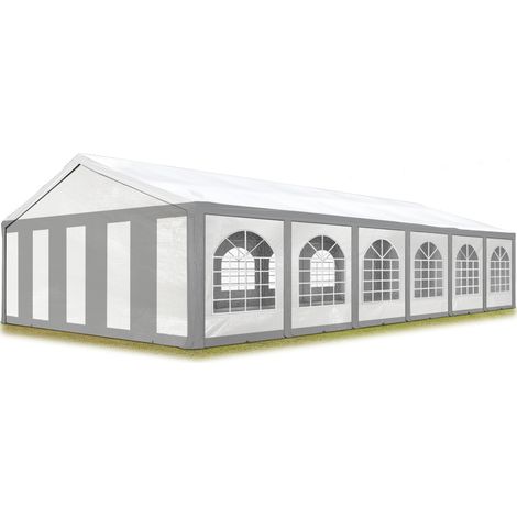 Tendone per feste 6x12 m Gazebo party per sagre, mercati PE 450 N bianco-grigio (1/5)
