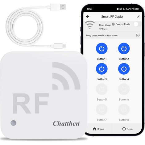Télécommande RF WiFi, Apprentissage de Programmation, Réglage d'Horloge, Adaptée aux Dispositifs RF tels que Rideaux Motorisés et Éclairage à Commande Distante (1/5)