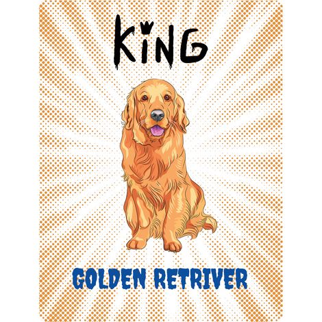 Placa con la imagen del rey golden retriever - 20x28 cm
