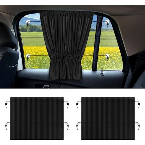 Parasol para cochecitos de bebé, Ventanas laterales del coche, 2 piezas, 65 x 50 cm, para protección solar, niños y mascotas, negro (1/5)