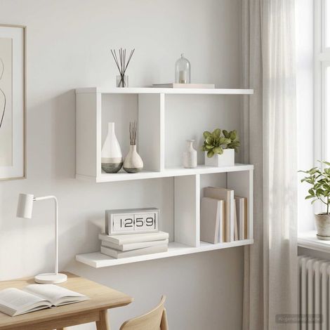 vidaXL Étagère Murale Blanc 60 x 12 x 50,5 cm Bois d'ingénierie (1/5)
