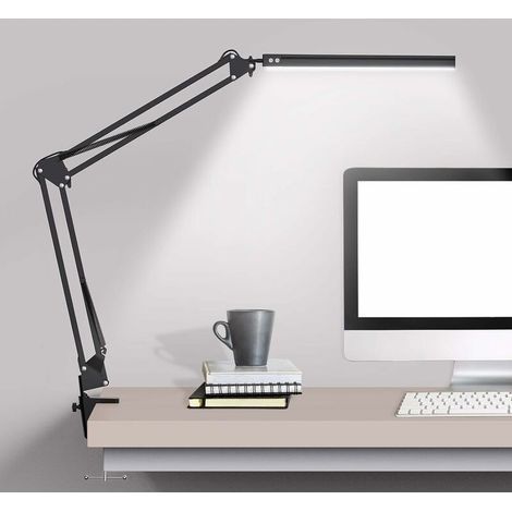 LED-Schreibtischlampe mit Klemme, schwenkbarer Schreibtischarm, verstellbare augenschonende Tischleuchte, 3 Farbmodi für Homeoffice, Arbeitszimmer, Lesezimmer, Studentenwohnheime, Studios (1/5)