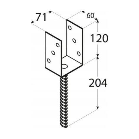 Ancrage de base de poteau 71x120x60mm or
