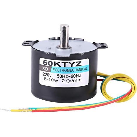 Motor de 220 V, 50KTYZ AC 220V 10W 0.5A Pequeño Motor Eléctrico Síncrono de Imán Permanente de Baja Velocidad CW/CCW 20 RPM Alto Par Metal Adecuado para Platos Giratorios (20 Revoluciones) (1/5)