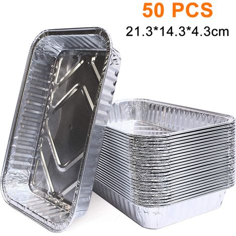 Plat À Griller En Aluminium - Résistant Jusqu'à 260 °C - Pour Barbecue Charbon/Gaz Et Cuisson Au Four - Lot De 50 (1/5)