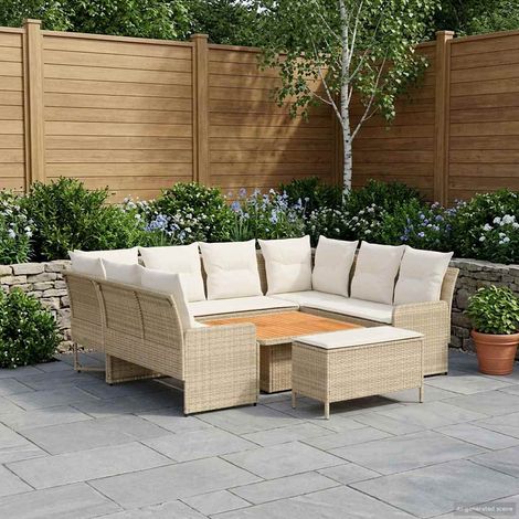 vidaXL Möbelsets mit Kissen 7 pcs Beige und Creme PE-Rattan (1/5)