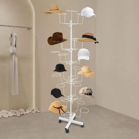 Porte-chapeaux en métal avec roues, étagère pivotante à 6 niveaux, affichage autonome, organisateur pour chapeaux et perruques (1/5)