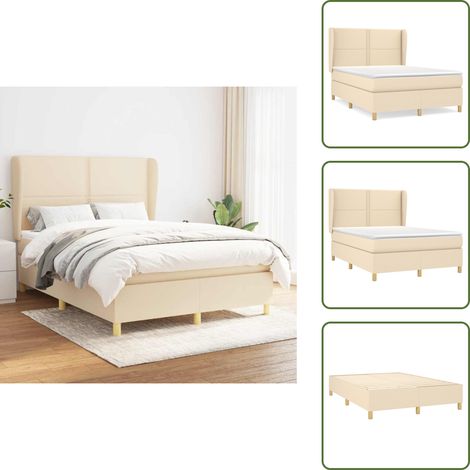 Cama de espuma - vidaXL Cama box spring con colchón tela color crema 140x190 cm - Cama de madera