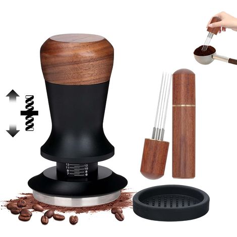 51-mm-3-in-1-Espresso-Set, 51-mm-Tamper mit Holzgriff Komplettes Set: 51-mm-Tamper, WDT, Silikonmatte für Heimkaffee (1/5)