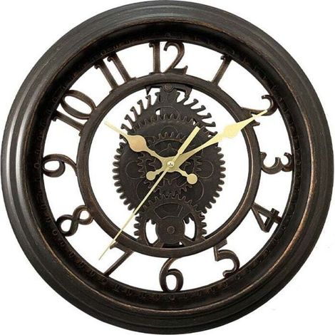 11" Vintage Wall Clock - Black, Creative Skeleton Wall Clock, Round Bright Living Room Wall Clock, Luxury Style MUMU (1/4)