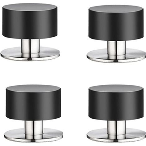 Set of 4 rubber door stops – 3M self-adhesive – Stainless steel and rubber – Water resistant – For walls and furniture (1/5)
