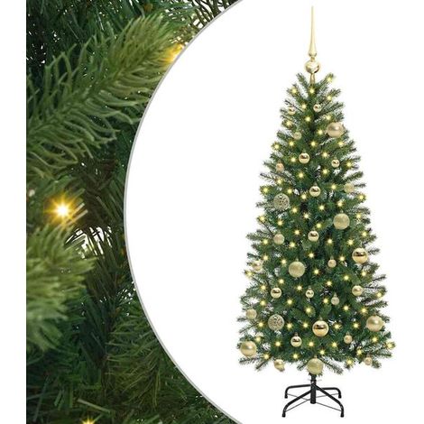 Sapin de Noël artificiel avec 150 lumières LED, vert, 120 cm, en PE et PVC. (1/5)
