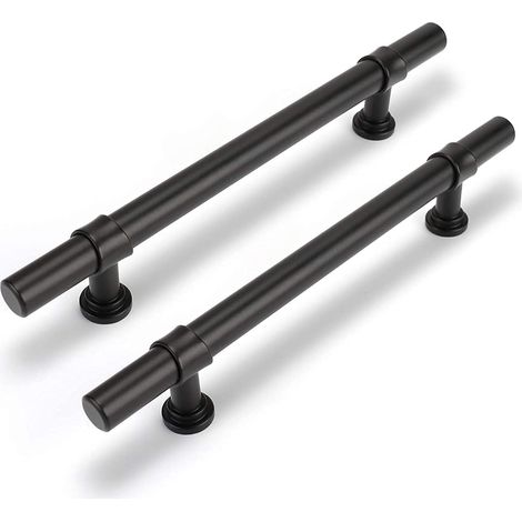 Manijas negras para gabinetes de baño, paquete de 2, 160 mm, manijas para puertas de gabinetes de estilo minimalista moderno
