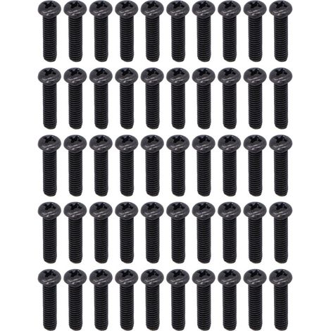 50 vis à métaux à tête cylindrique en acier DIN 7985, entièrement filetées, zinguées noires, M4x16