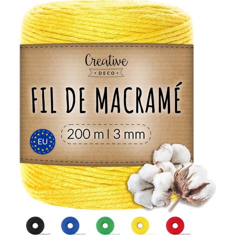 Corde Macramé en Coton 3mm x 200m Jaune