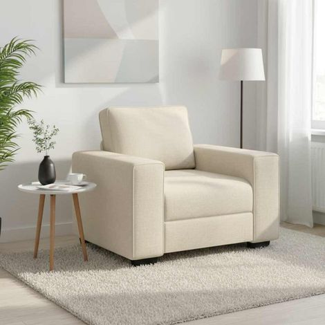 vidaXL Fauteuil Beige 100 cm Tissu en lin mélangé (1/5)