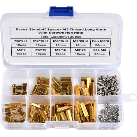 120 pièces M3 cuivre laiton piliers entretoise Circuit entretoise carte PCB écrou vis hexagonale ronde simple culasse (1/5)