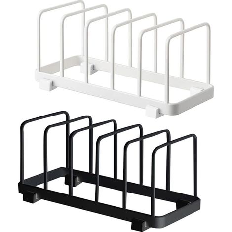 Égouttoir à vaisselle vertical, porte-assiettes, support pour planche à découper et moules à pâtisserie, organisateur de cuisine facile à nettoyer (noir, 2 pièces) (1/5)