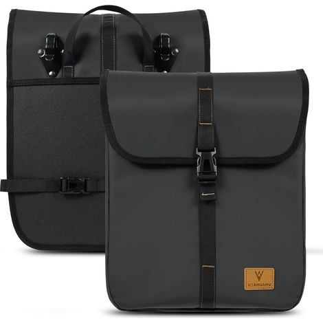 Sacoche de Porte-Bagages étanche, Lot de 2 sacoches de vélo arrière 19-24L avec poignée Grande capacité, Sac à Dos Multifonctionnel 2 en 1 vélo, Route, VTT, Voyage, trajets - Noir (1/5)