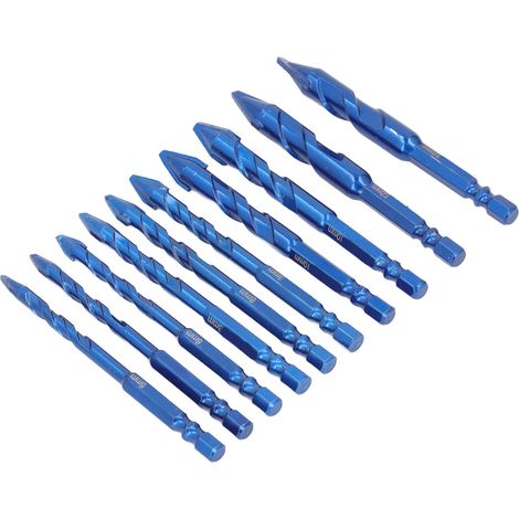 Lot de 10 forets à tête excentrée M35 acier tungstène rapide haute dureté pour maçonnerie béton verre carrelage 6-12 mm avec boîte (1/5)