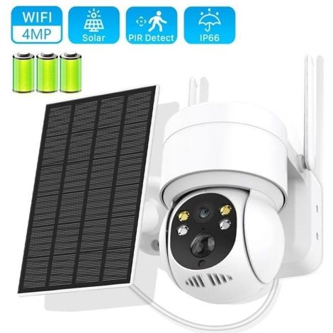 (Blanc)Caméra de Surveillance Extérieur Batterie Solaire sans Fil , Caméra Sécurité 4MP -Etanche IP65 (1/4)