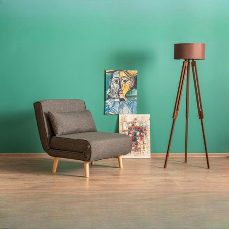 Fauteuil convertible gris chiné, couchage 180 cm COPALA (1/5)