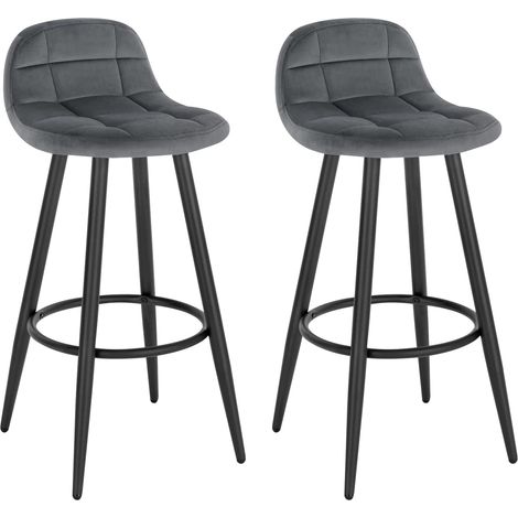 Woltu – Tabouret de bar moderne – Lot de 2 – Hauteur d'assise 70cm – Velours gris foncé – Structure métal robuste – Repose-pieds ergonomique (1/5)