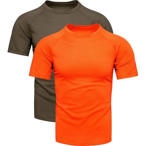 Herren-T-Shirt im 2er-Pack, Khaki und Orange, Größe M