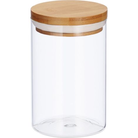 Set di 3 barattoli di conservazione in vetro trasparente cucina 16 x 9,5 cm multifunzionali stile moderno in vetro naturale 130007645
