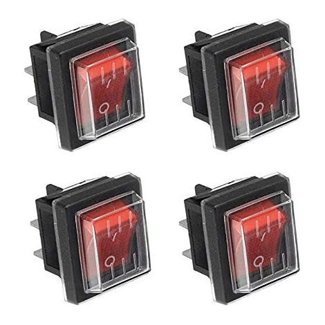 4Pcs Interrupteur à Bascule Interrupteur à Bascule lumière Rouge ON/OFF Avec Couvercle étanche Largement Utilisé Dans Divers Types D'appareils électriques (1/5)