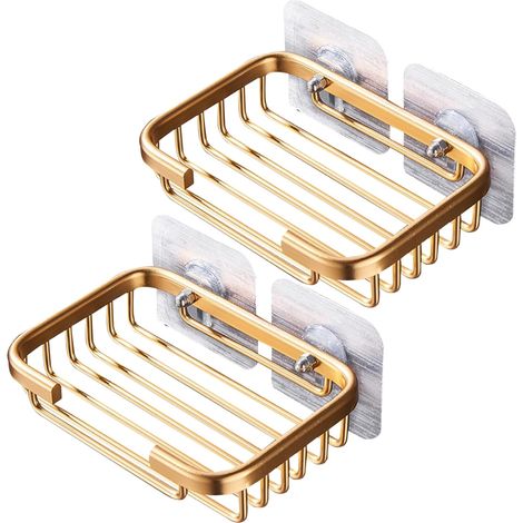 Juego de 2 jaboneras de pared de aluminio sin juntas para baño, soporte para jabón sin agua y drenable con escurridor.