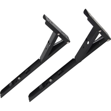 Lot de 2 supports d'étagère pliables en acier inoxydable, fixation murale, pour montage DIY (1/5)