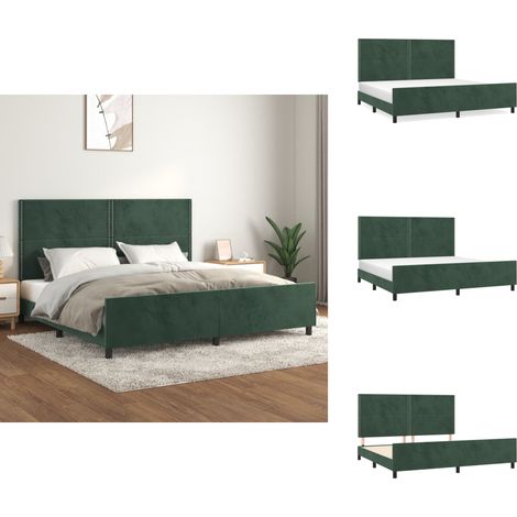 Bettgestell ohne Matratze Dunkelgrün 200x200 cm Samt - Samtsofa - Boxspringbetten - Doppelbett - Bettenrahmen - Hochwertiges Bettgestell (1/5)