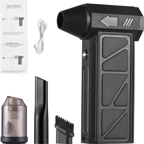 【Souffleur/Compresseur Électrique】Lot Complet avec Accessoires Moteur Sans Balais 160W 130000 RPM 4 Vitesses Réglables + Fonction Maintien Affichage LED Rechargeable USB-C 4000mAh Noir (1/5)