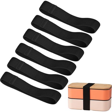 Bento-Box-Gurte – 10 Stück 25 mm elastische Lunchbox-Gurte, tragbare elastische Lunchbox-Gurte, schwarz (1/5)