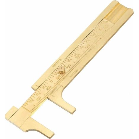 Pied à Coulisse Vernier en Laiton Règle de Poche Mini étrier Coulissant en Alliage de Cuivre Double échelle pour Mesurer Pierres Précieuses Gemmes et Bijoux(80mm) (1/5)