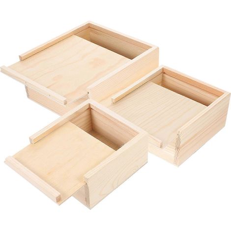 Lot de 3 boîtes à bijoux en bois, petites boîtes à bibelots, caisses d'emballage en bois, boîtes de rangement, boîtes à souvenirs en bois (1/5)