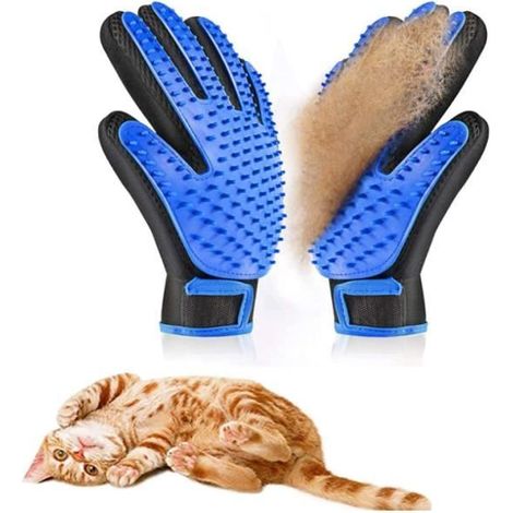 Gant de toilettage - Gant 4 en 1 - Silicone - Pour chat et chien - Enlève les poils facilement (1/4)