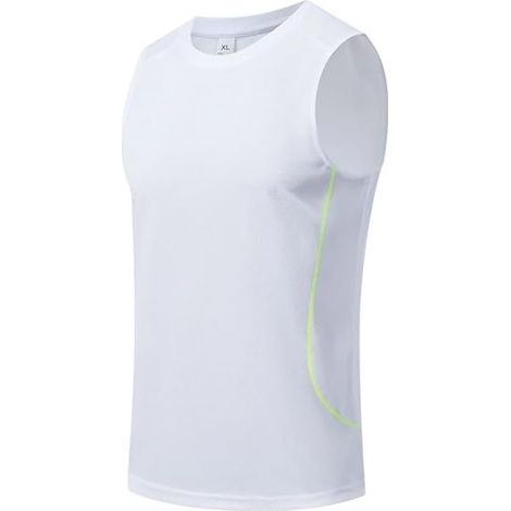 Men's quick-drying sleeveless summer vest with sporty side seams for gym, training, bodybuilding and outdoor sports (XL white) (1/5)