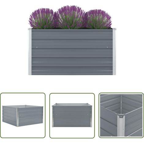 The Living Store Hochbeet 100 x 100 x 45 cm Verzinkter Stahl Grau - Hochbeet - Stahlhochbeet - Gartenhochbeet - Balkonhochbeet - Gemüsegarten (1/5)