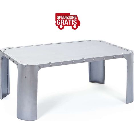 Tavolino 110 x 70 x 45 h cm Metallo Argento Gormur (1/4)