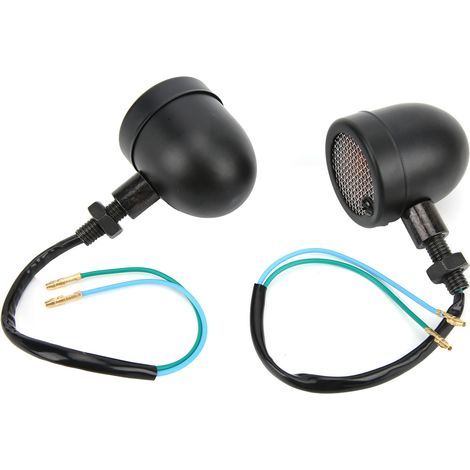 2 LED-Motorradblinker, 12 V, Vintage-Gelb, schwarzes Gehäuse, universelles Anpassungsset (1/5)