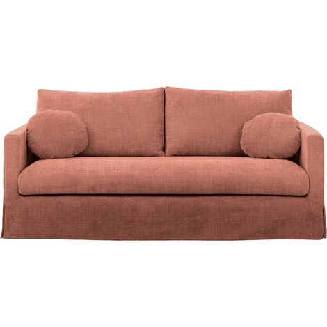 LEONIE - Canapé droit tissu chenille déhoussable 3 places Terracotta (1/5)
