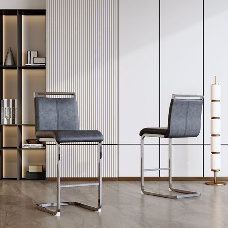 Deux barres de bar gris très hautes dans un style nordique, conçues pour les restaurants, les cuisines, les terrasses et les restaurants (lot de 2) (gris + PU) pour de plus amples températures. (1/5)