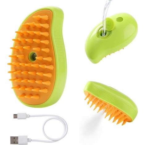 Brosse à vapeur pour chat, nouvelle brosse à poils d'animaux 3 en 1, vapeur nettoyante pour chiens, brosse à brume pour chat, brosse de bain pour chat avec eau à la vapeur, brosse de toilettage à la v (1/5)